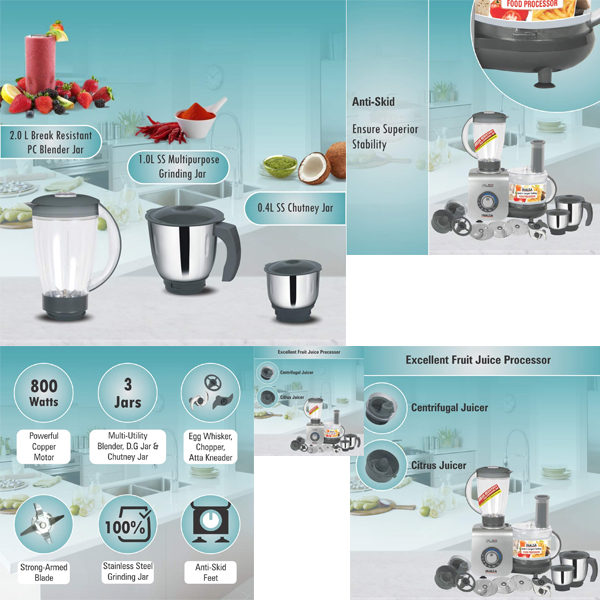 Inalsa Maxie Premia 800Watt Food Processor with 3 Jars Corporate Gifts Promotional Gifts